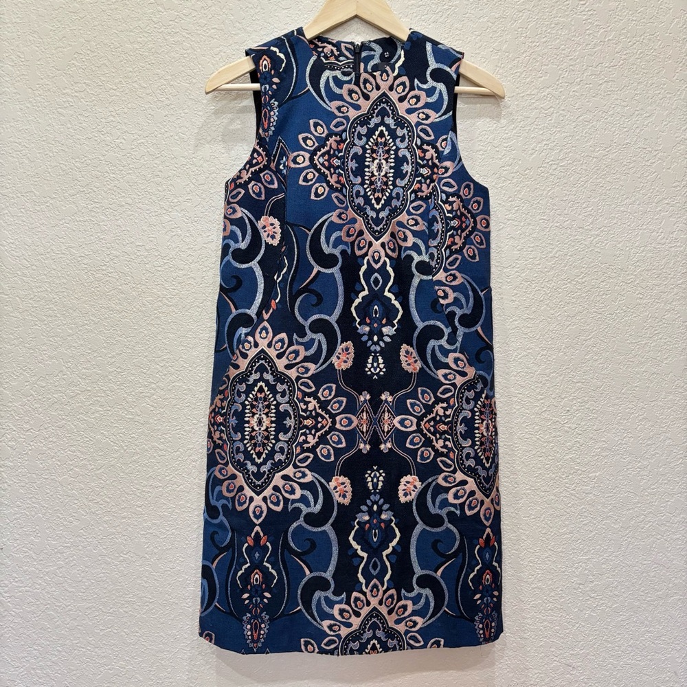 Nordstrom | Halogen Metallic Brocade Sleeveless Knee Length Dress Size XS Brunch